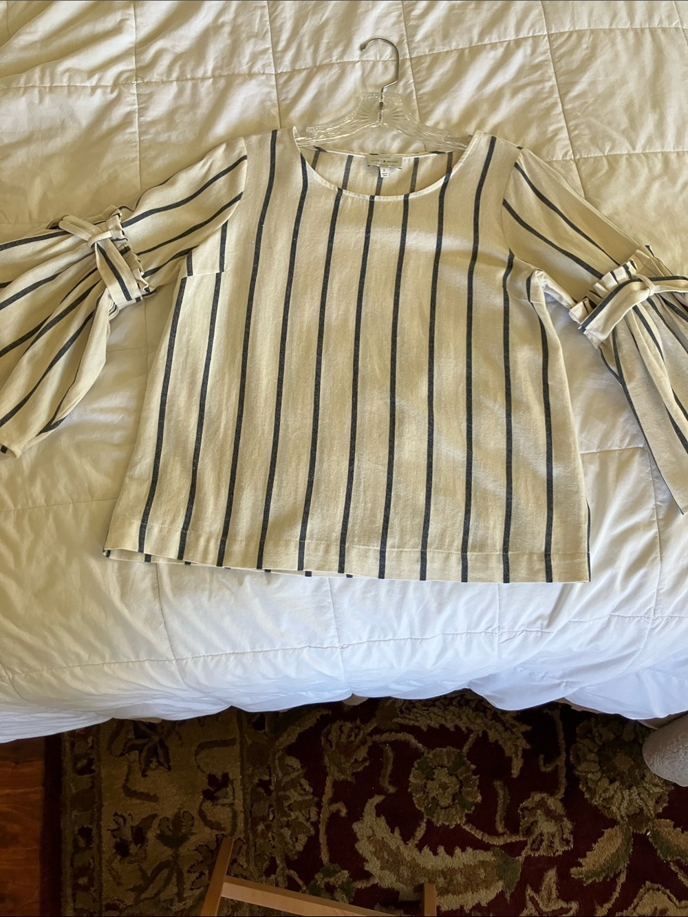 Lucky Brand stripe bell sleeve top size small